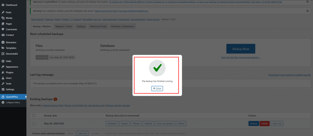 Backup done Successfully